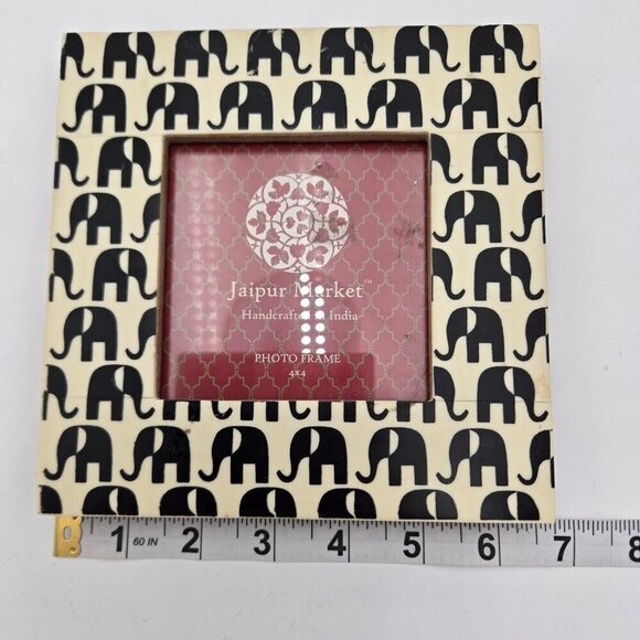 Jaipur Market Elephant Photo Frame 4x4 Black And White Abstract India 6.5 x 6.5 - Picture 9 of 10